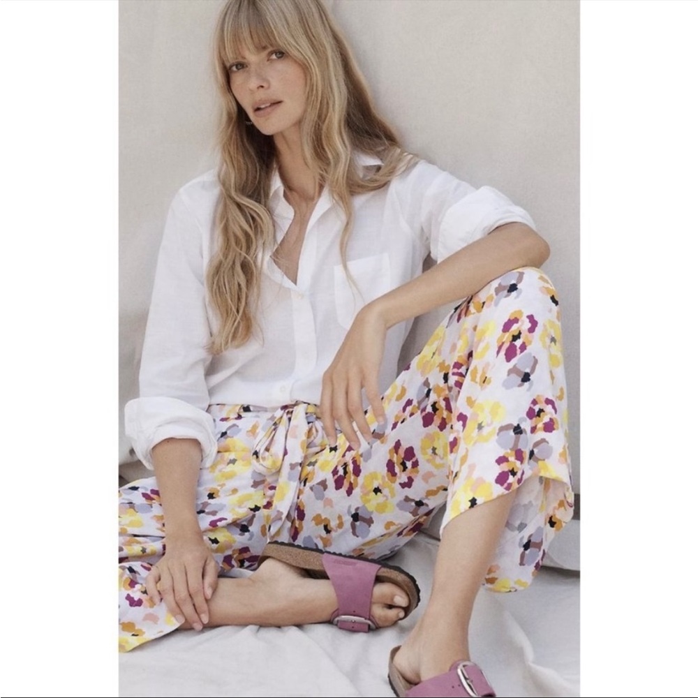 Anthropologie Maeve Island Floral Wide-Leg Pants